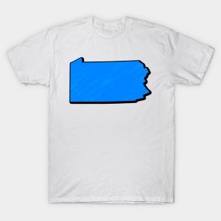 Bright Blue Pennsylvania Outline T-Shirt